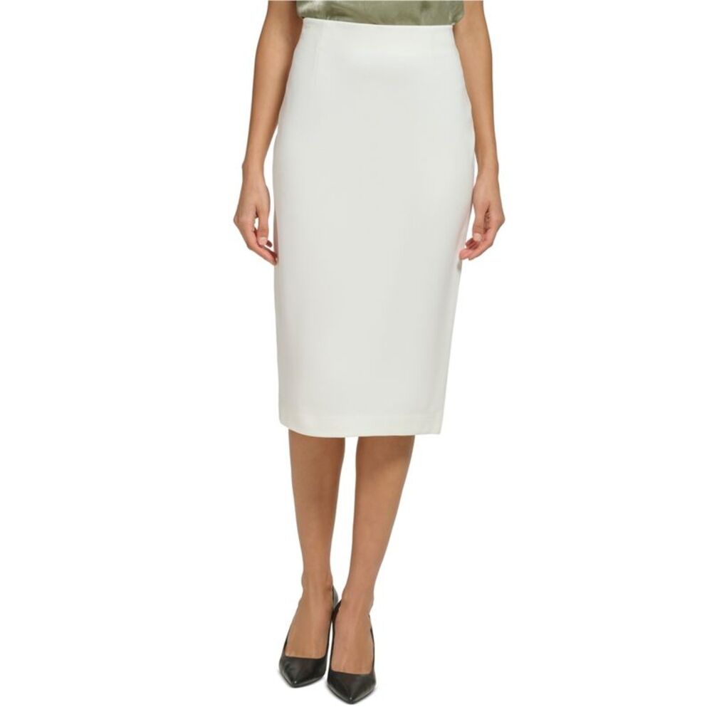 DKNY Womens Pull On Pencil Skirt, White, L, DM